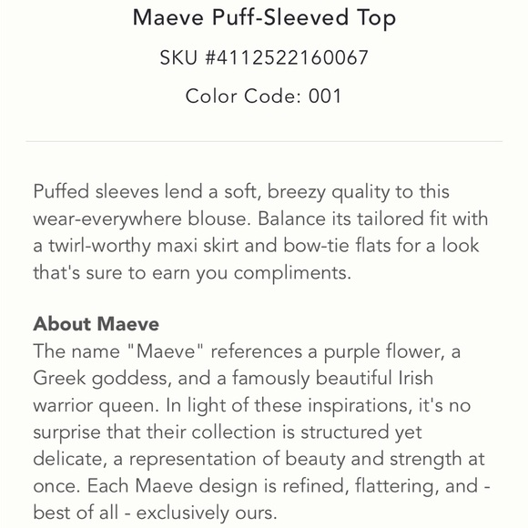 NWOT Maeve (Anthropologie) black v-neck puff tie-sleeve top - Picture 7 of 8